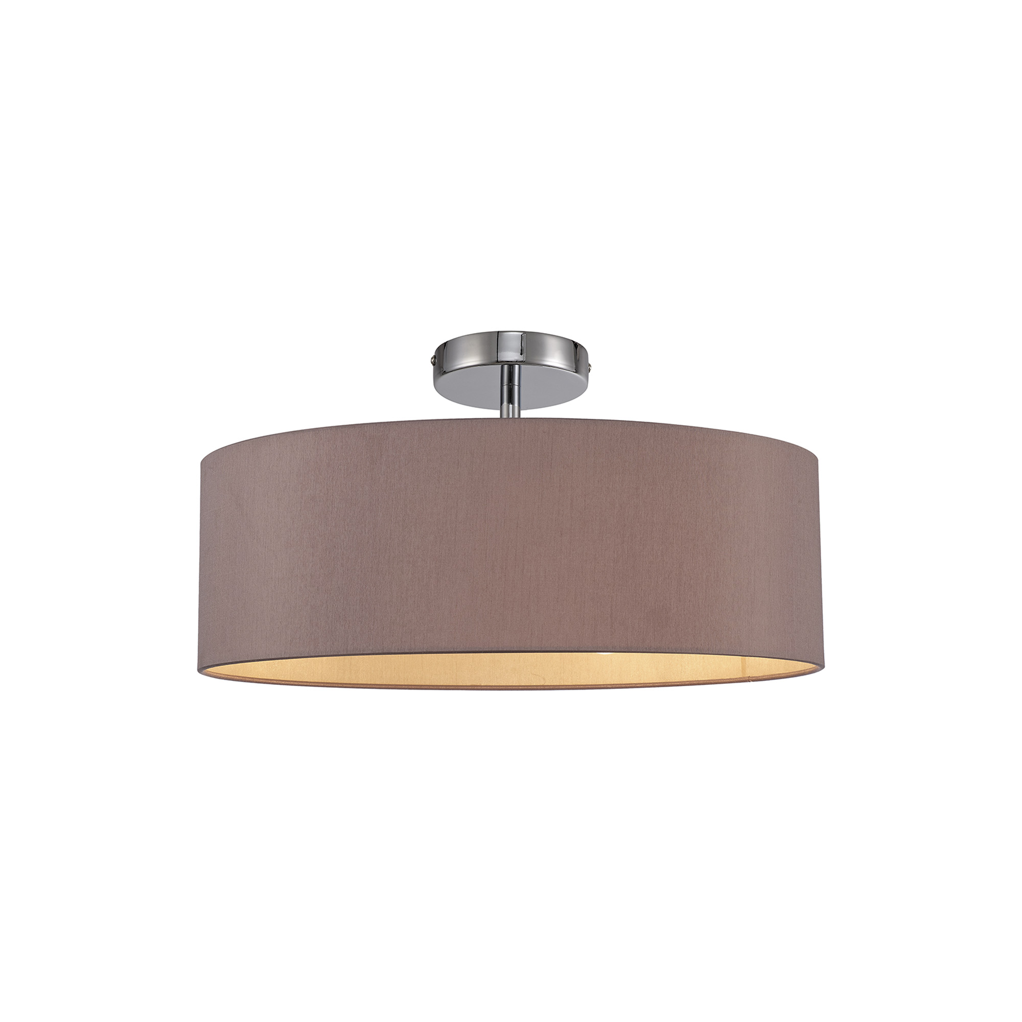 DK0694  Baymont 45cm, Semi Flush 3 Light Polished Chrome, Taupe/Halo Gold